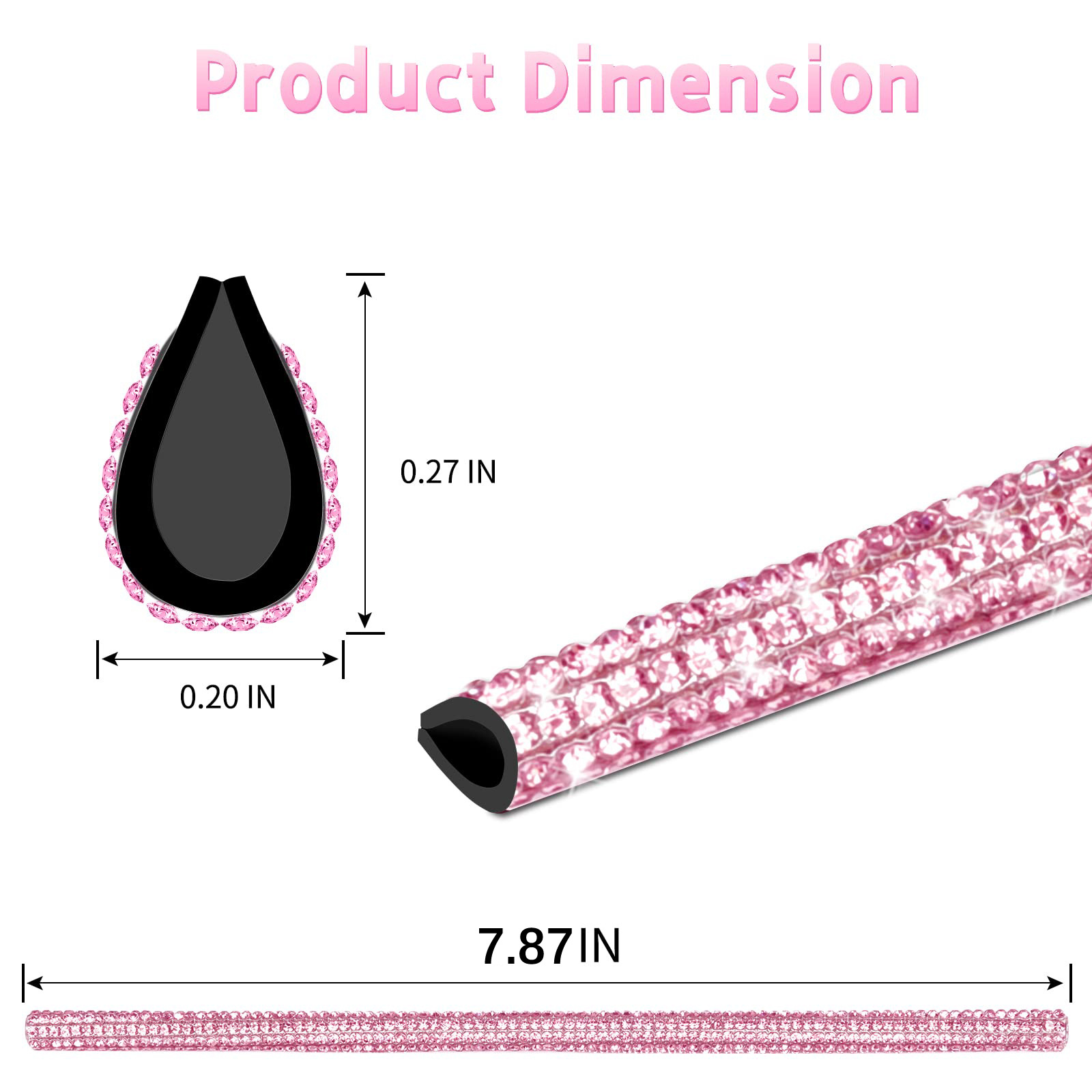 Car diamond air outlet decorative strip with drill car car interior air conditioning port U-shaped rhinestone clip diamond interior