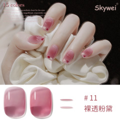 美甲店專用光療膠冰透色果凍色15色裸粉透冰透膠甲油膠套裝
