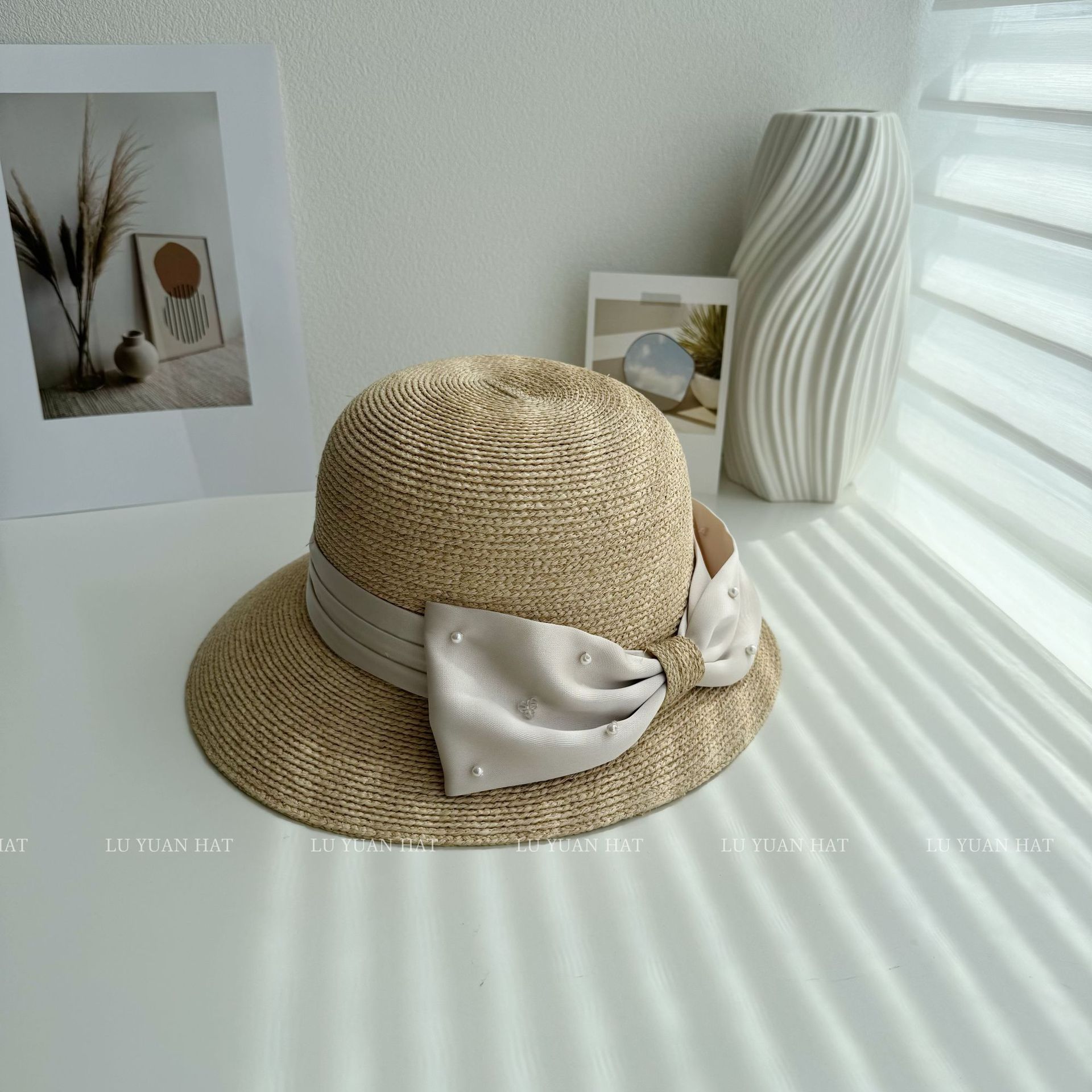 Hepburn Style Raffia Straw Sun Hat For Women Summer Beach Visor_voghion.com