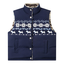 衣品家美式复古双面穿工艺拼接设计摇粒绒费尔岛棉服马甲外套男女