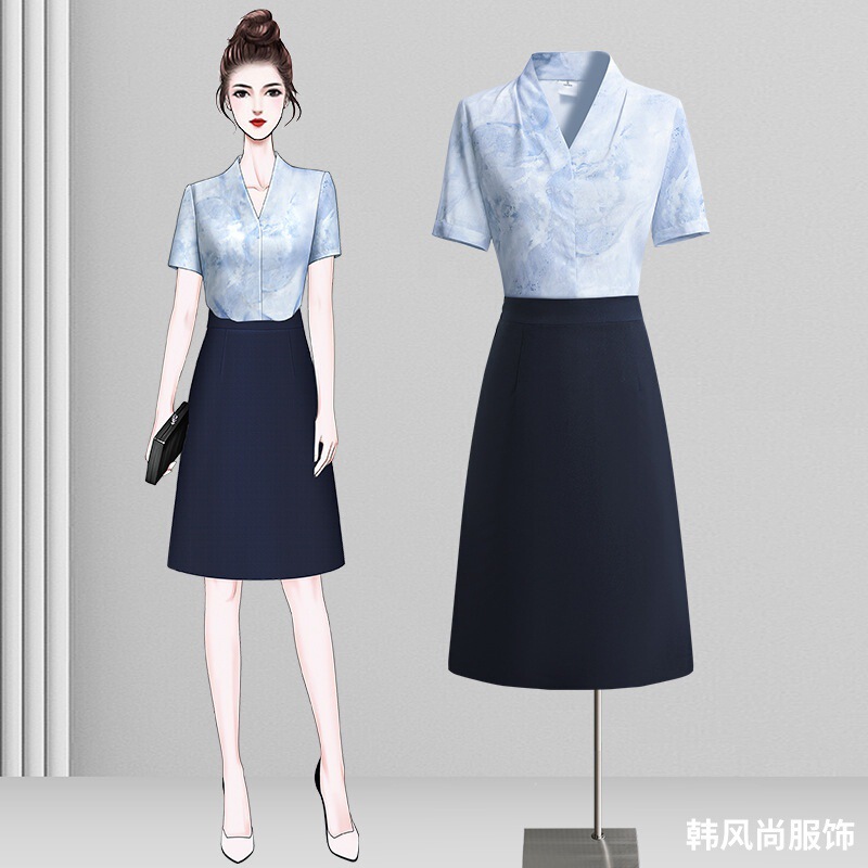 Summer short-sleeved professional shirt Women's elegant fashionable age-reducing formal top high-end design floral all-match shirt