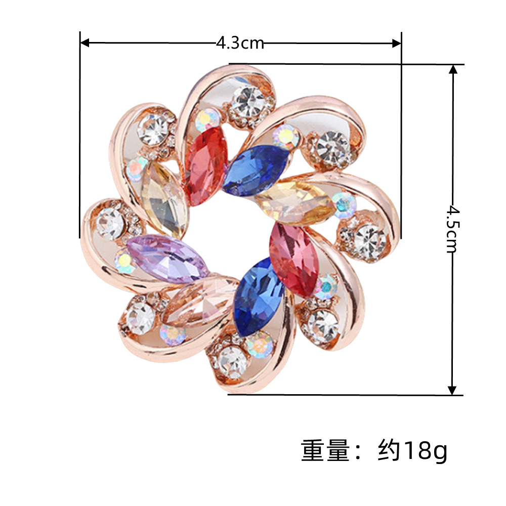 Broche fleur en cristal pour femme élégante épingle strass_voghion.com