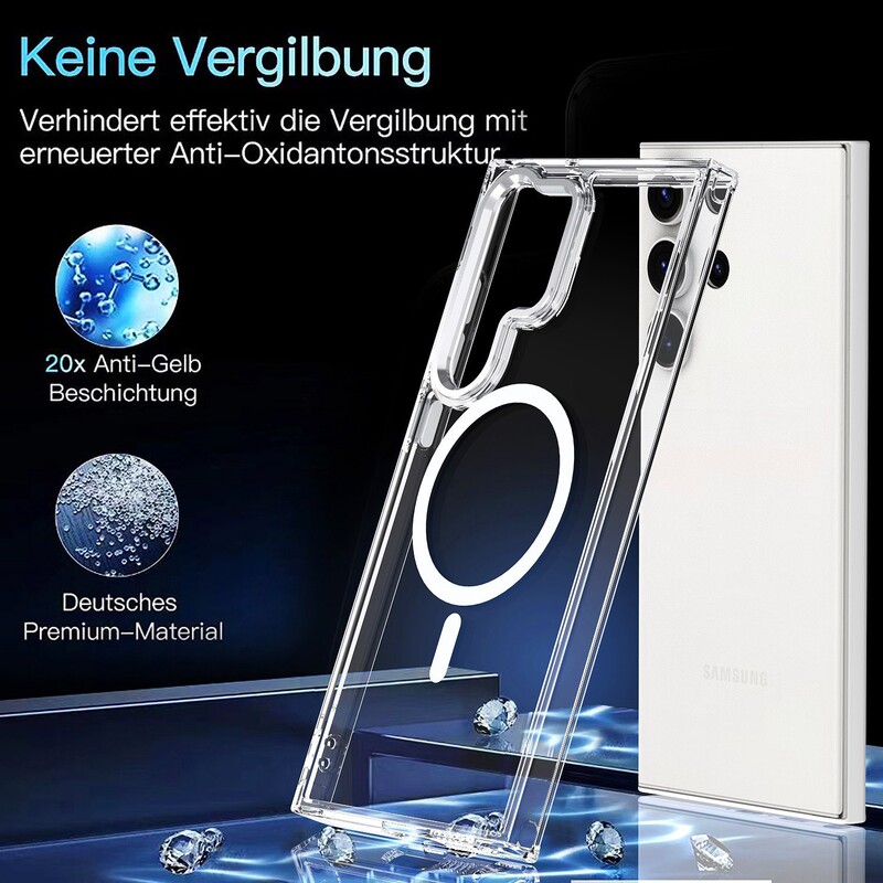 Cross-Border Suitable for Samsung A17 Shiny High-Transparency Mobile Phone Case S25Edge Car Magnetic Wireless Charging Anti-Fall Protective Cover Cross-Border Suitable for Samsung A17 Shiny High-Transparency Mobile Phone Case S25Edge Car Magnetic Wireless Charging Anti-Fall Protective Cover