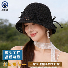 2026新款沙滩草帽夏天海边定制帽子大帽檐防晒蝴蝶结遮阳百搭帽子