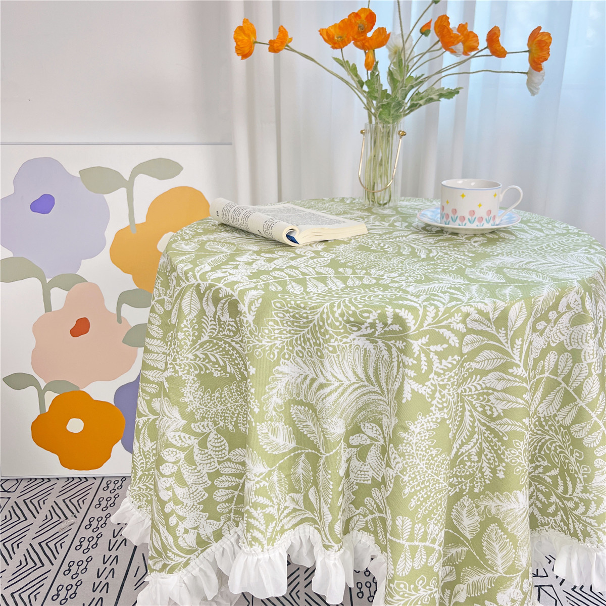 Tablecloth Fabric Ins Girly Velvet Lace Student Table Pastoral Small Fresh Coffee Table Cloth Rectangular Tablecloth