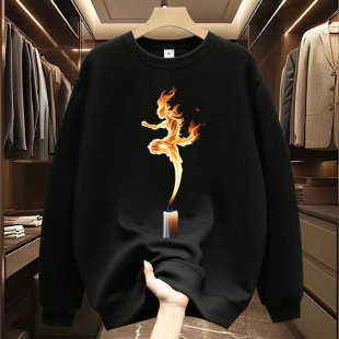 Fashionable Brand High Street Printed Long-Sleeved Sweatshirt for Men 2024 Spring New Heavyweight Round Neck Casual Top Jacket Ins