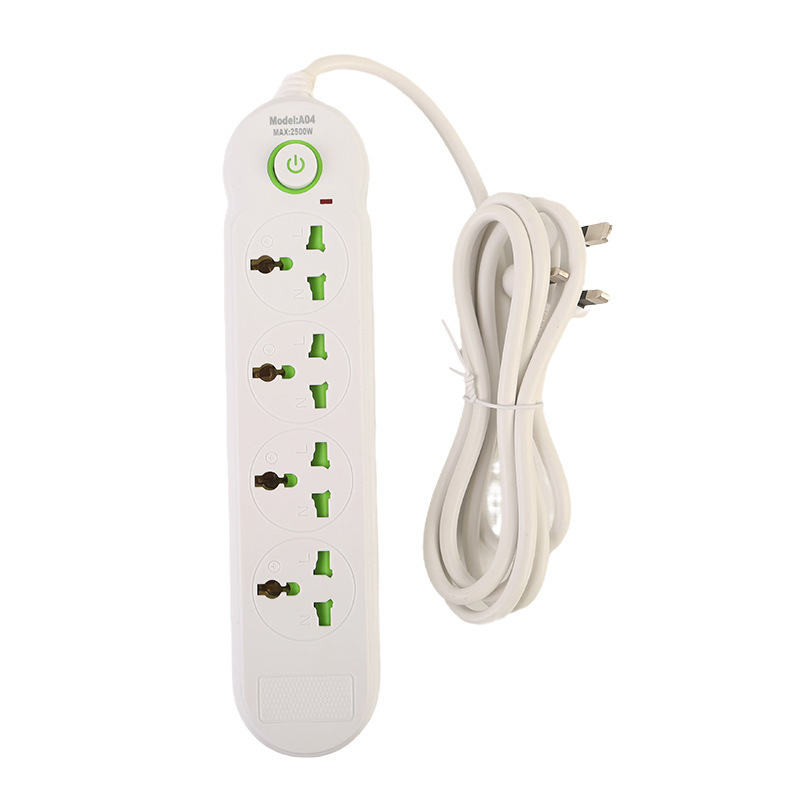 Exportación enchufe de escritorio de oficina doméstica estándar británico estándar europeo y americano con interruptor de cable indicador de color blanco y negro