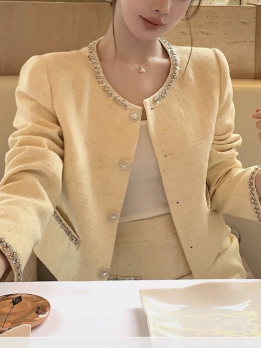 Chic小香风千金套装女秋季新款名媛气质修身优雅外套短裙|undefined
