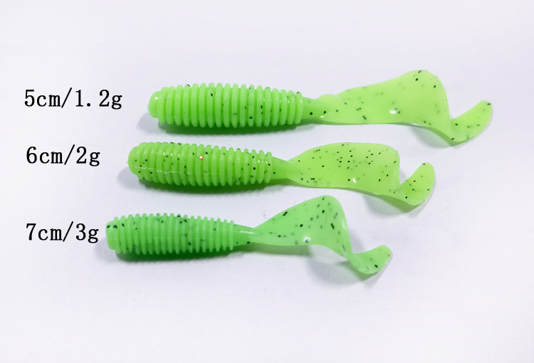 Spinning Tail Grub Soft Bait Lead Head Hook Combination Realistic Soft Worm Lure Kit for Pike