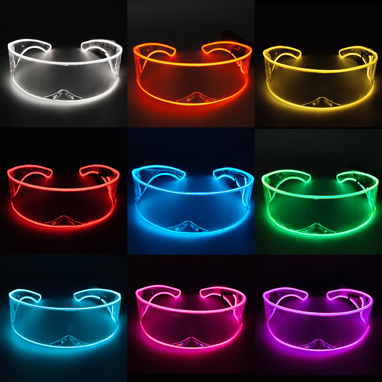 EL gafas luminosas de tecnología LED equipo de bungee gafas de luz nocturna de arco semicircular sílaba eléctrica atmósfera props de fiesta