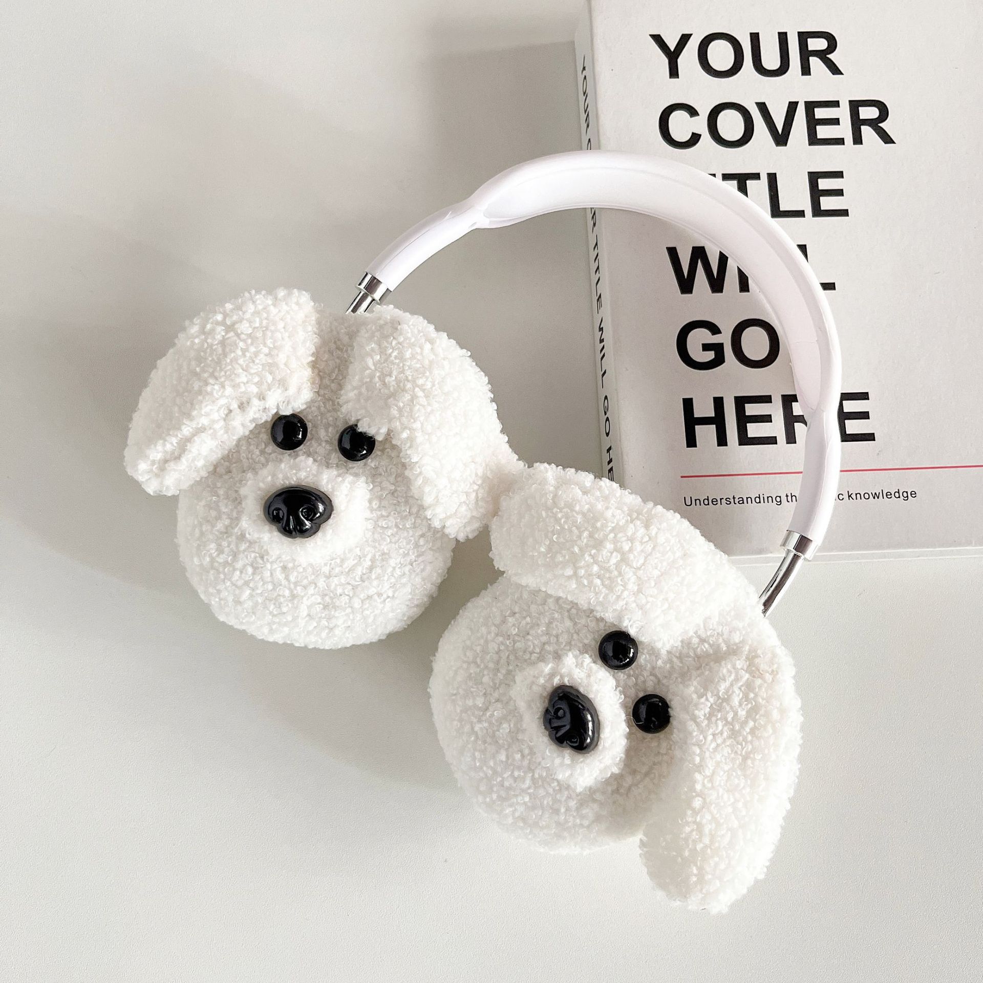 Cățeluș de pluș potrivit pentru Airpods Max, husă de protecție pentru căști, capace montate pe cap, căști Feilin_voghion.com
