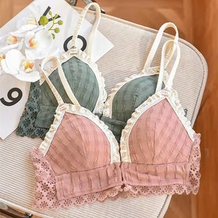 Japanese-style Front Buckle Underwear Women's Summer Hollow Comfortable Small Chest Push-up Bra Sweet Cute Girl Thin Bra