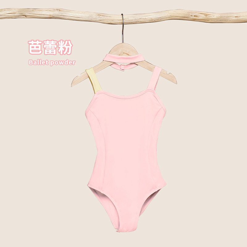 Ropa de baile para niños, tirantes de verano para mujeres, ropa de entrenamiento de gimnasia sin espalda, ropa de ballet de entrenamiento básico de prueba de arte de cuello halter para niñas