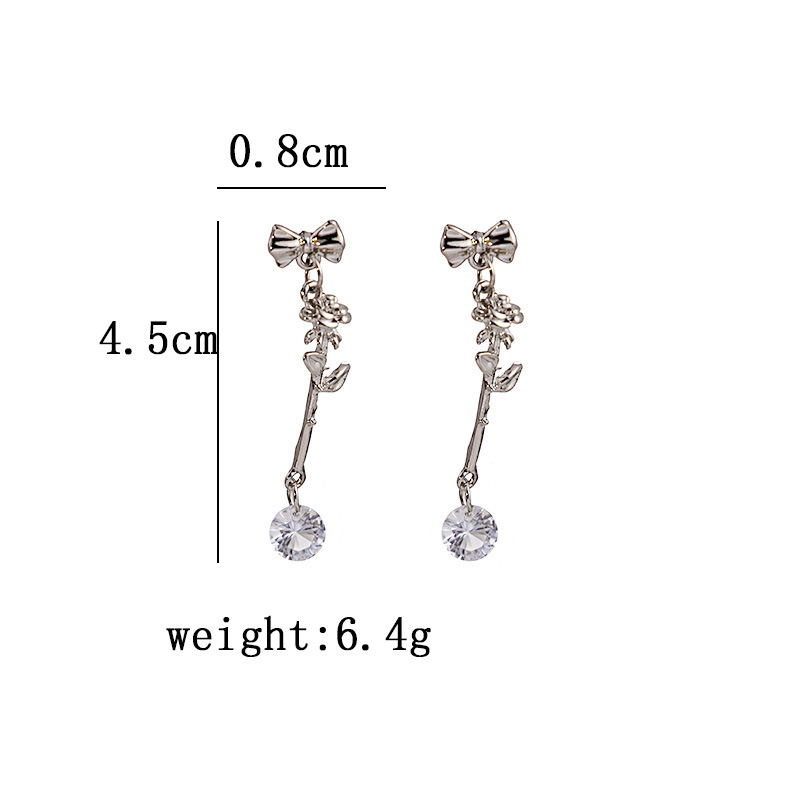 1 Pair Fashion Heart Shape Bow Knot Alloy Plating Women's Drop Earrings display picture 3