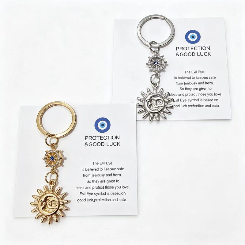 Cross-Border Blessing Phrases, Evil Eye, Sun Smiley Face Keychain, Evil Eye Sun Ship Rudder, Gold and Silver Keychain Wholesale Cross-Border Blessing Phrases, Evil Eye, Sun Smiley Face Keychain, Evil Eye Sun Ship Rudder, Gold and Silver Keychain Wholesale