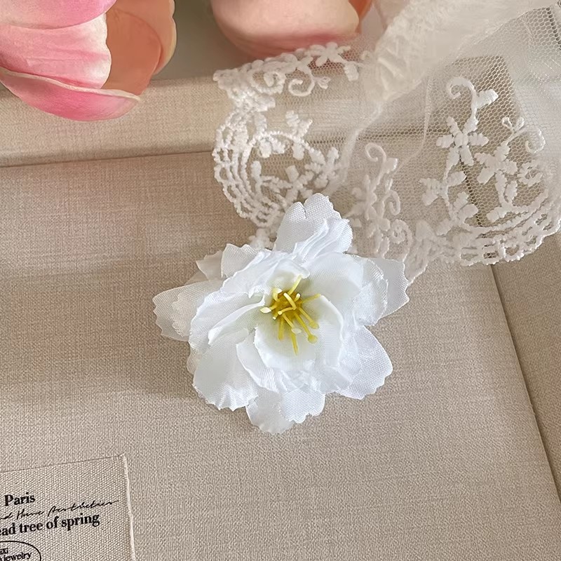1# Pinza para el Cabello con Flor Artificial de Peonía Blanca, Aproximadamente 4.5cm
