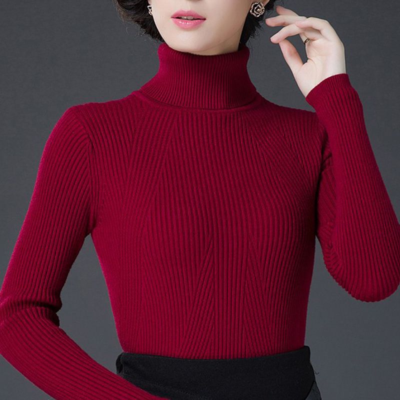 鄂尔多厮市产羊毛衫女装高领毛衣短款加厚修身大码针织打底衫