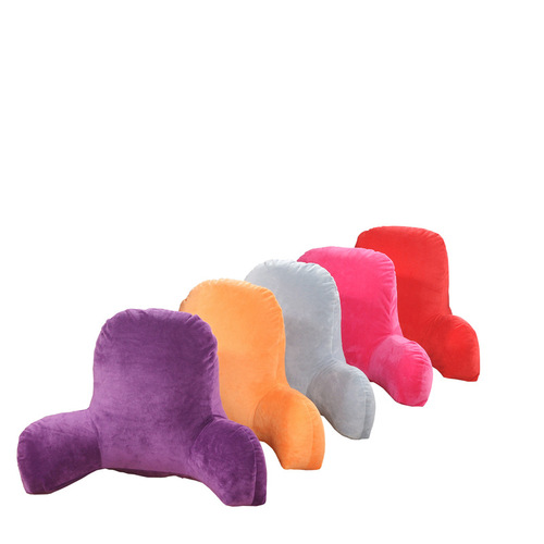 Manufacturer Direct Sale Solid Color Lap Support Cushion with Armrest Sofa Back Support Pillow Waist Pillow Crystal Fleece Hug Cushion Cross-border