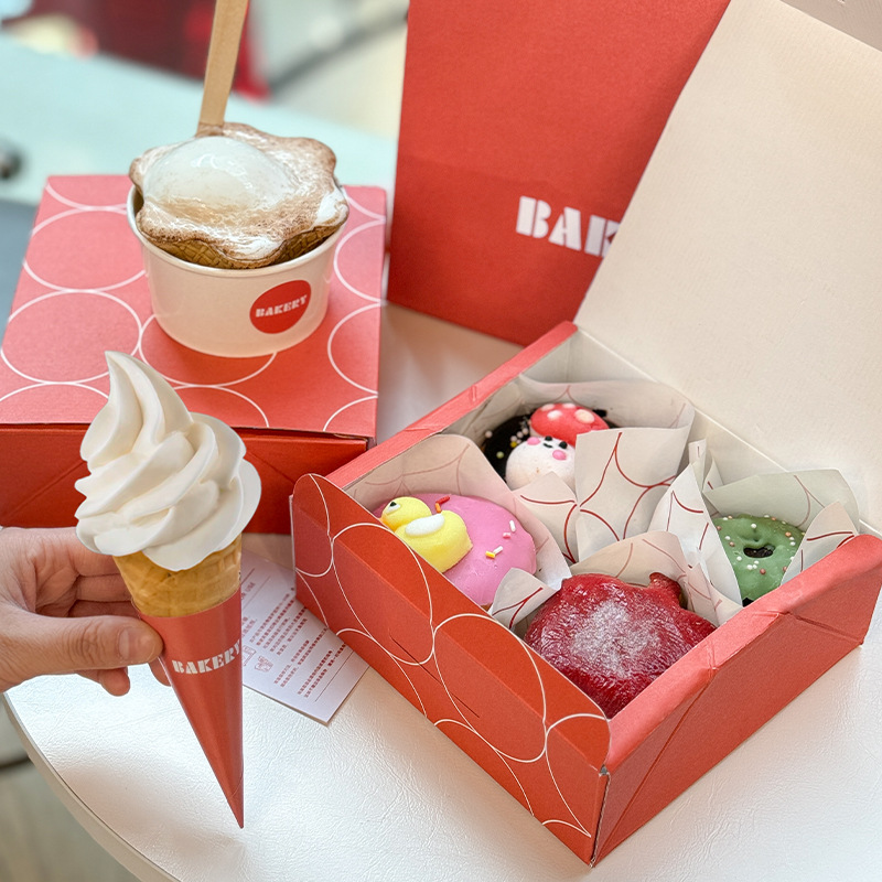新款贝果包装盒定制蛋糕店舒芙蕾可颂外卖打包纸盒烘焙甜品纸盒子