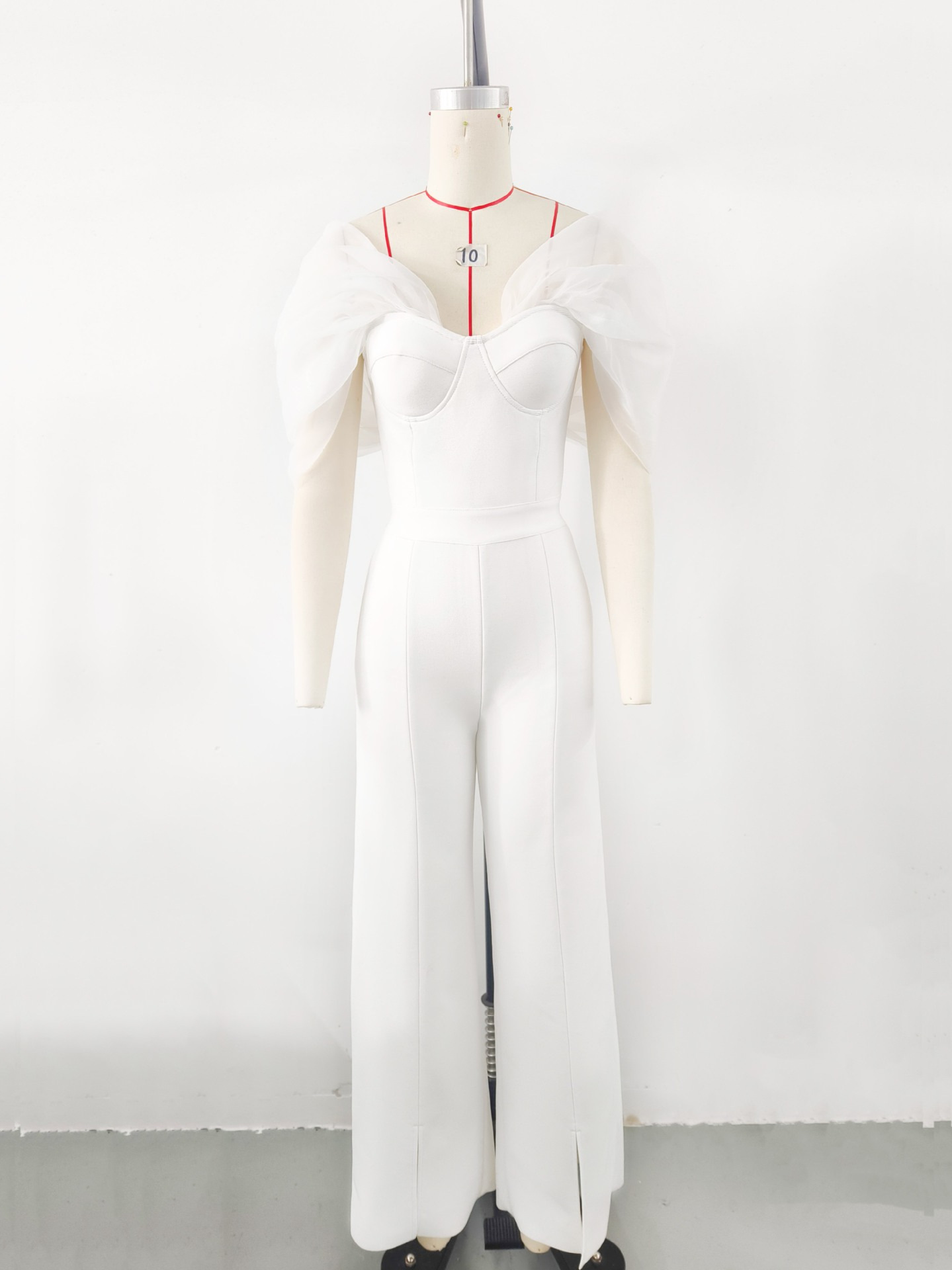 2025 Amazon ropa de mujer nuevo producto caliente organza blanca vendaje de un hombro mono mujer alta sentido verano image 6