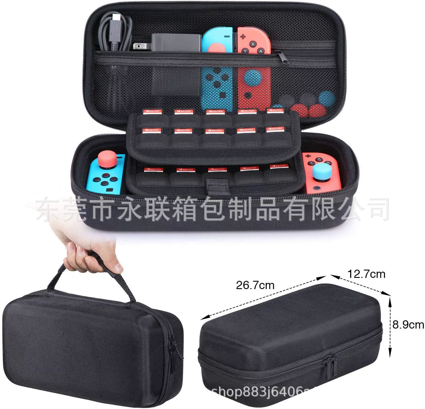 Утолщённый кейс для Nintendo Switch NS OLED с двумя отделениями для 20 карт, портативный EVA твёрдый коробчатый средний размер