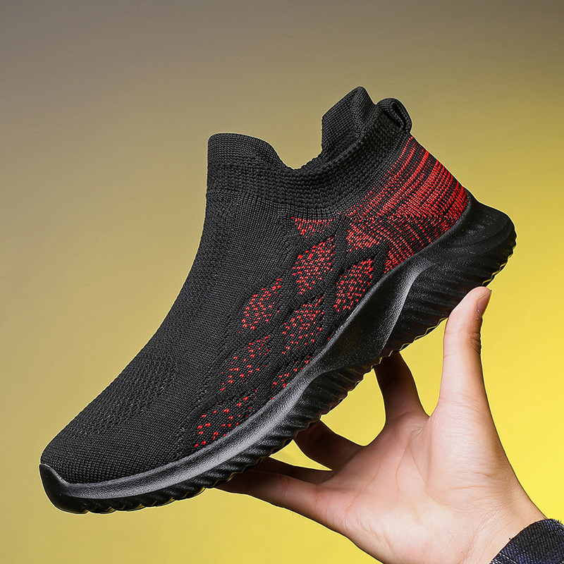 Hiking Shoes Men's Sports Flying Mesh Shoes Breathable Lightweight Soft Sole Travel Walking Shoes Slip-on