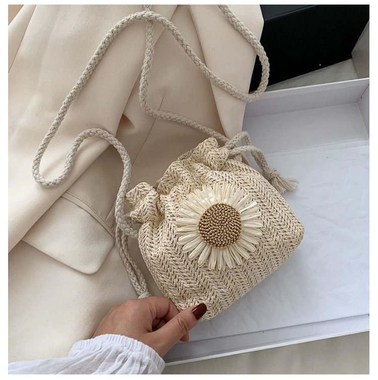Woven shoulder bag, cute straw one-shoulder bag, 2023, Korean style