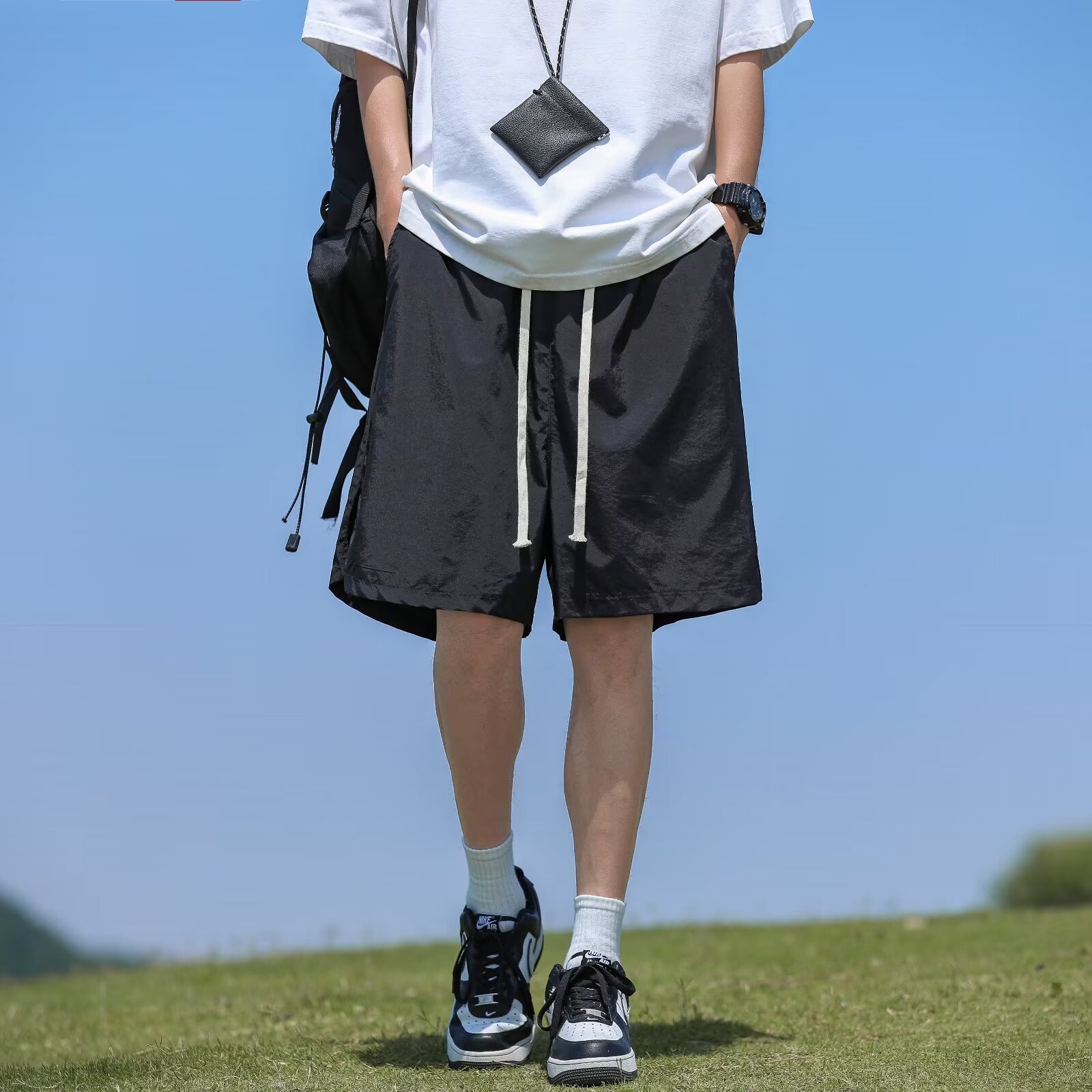 Japanese Tooling Shorts Men's Summer Hong Kong Style CEC Loose Straight Trendy Brand Simple Outer Wear Five-point Casual Pants