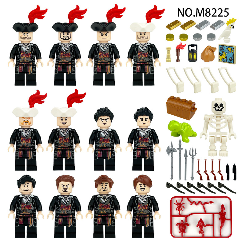 2 Types of Minifigure Pearl Pirate Crew M8224 Cross-Border Wholesale Kidsren's Assembled Small Particle Building Blocks Toy Animals