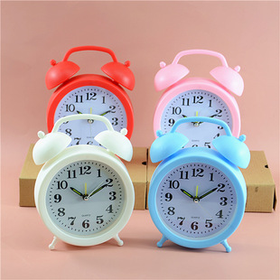 Alarm Clock Plastic Horseshoe Watch Silent Wall Hanging Ornament Qi Men Four Pests Student Alarm Clock Yellow Green