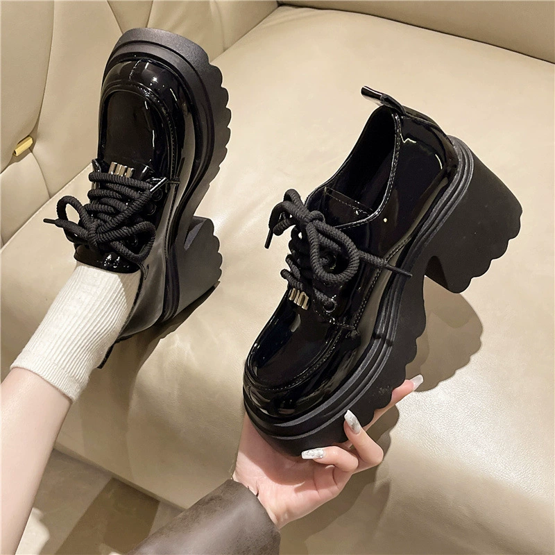 Женская обувь больших размеров 35-42 размера, лоферы на платформе, увеличивающие рост, женские новые универсальные кожаные туфли JK в британском стиле в стиле ретро