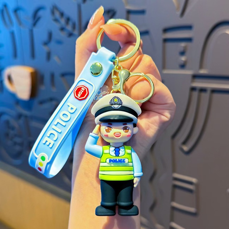 卡通交通警察钥匙扣公仔消防员小熊包包汽车挂饰娃娃机小礼品批发|undefined