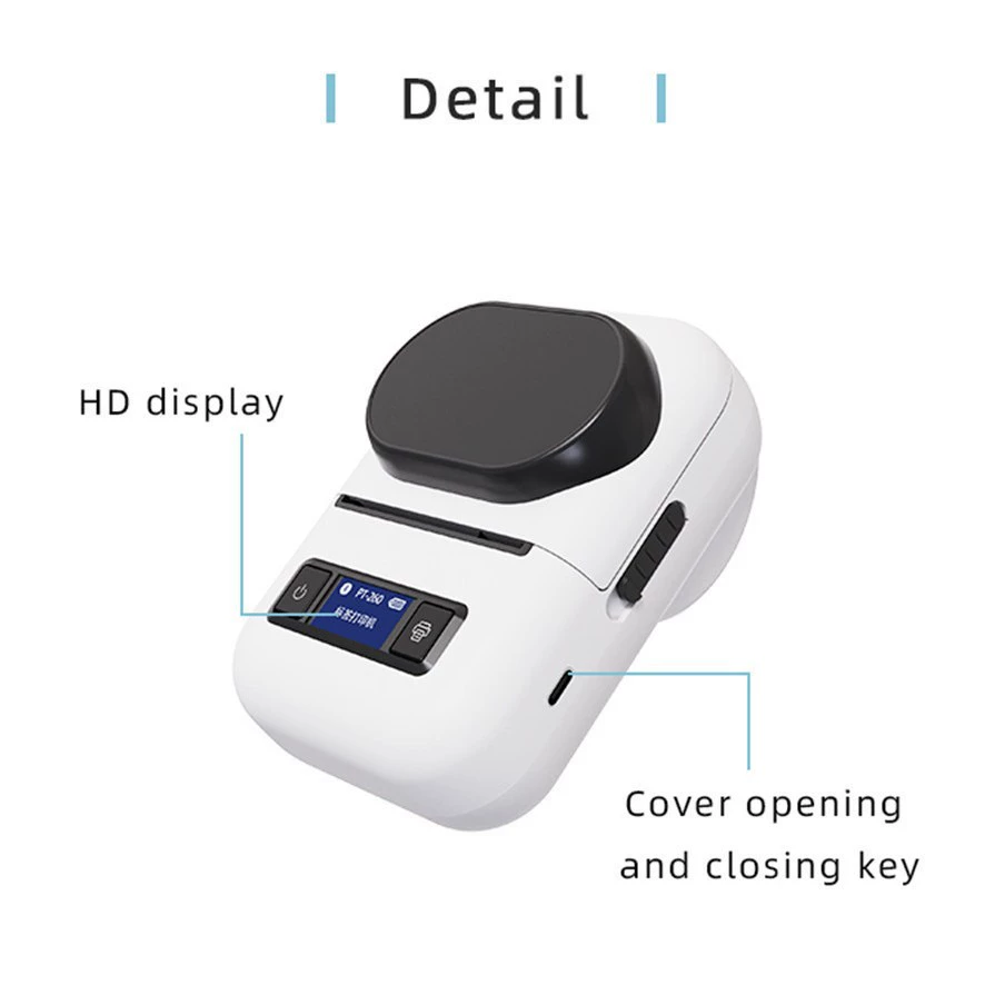 Handheld Printer, Bluetooth Portable Label Printer, Mobile & Laptop Compatible, 40×30mm Rolls