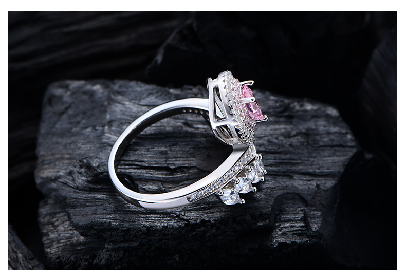 Fashion Water Droplets Sterling Silver Inlay Zircon Rings 1 Piece