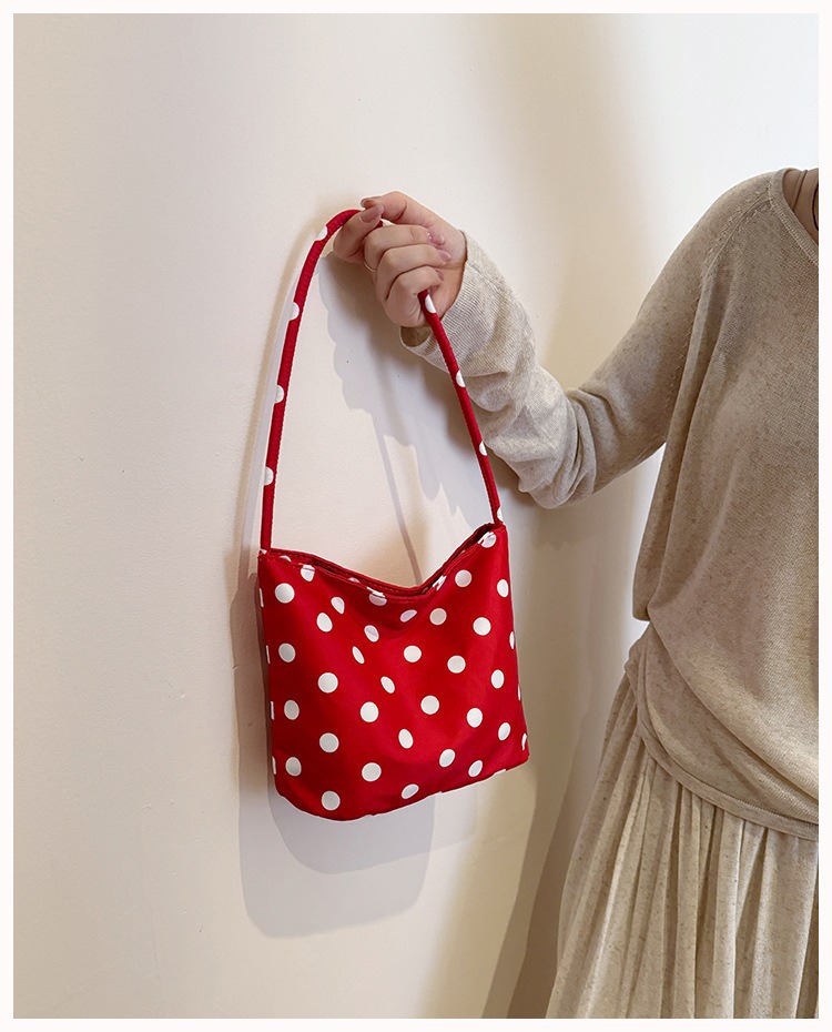 Polka Dot Soft Oxford Magnetic Closure Shoulder Bag 38