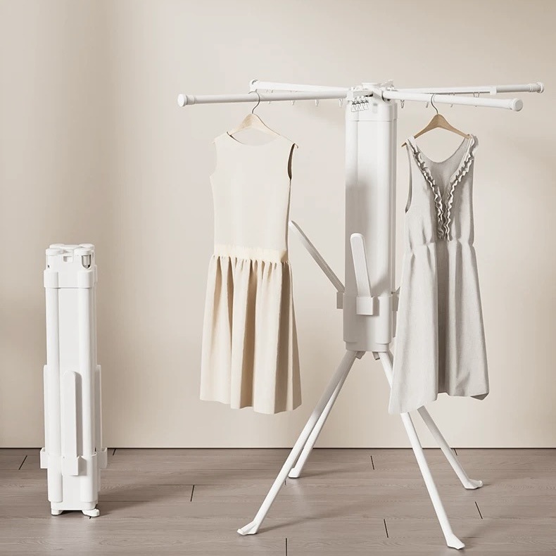 Foldable Clothes Drying Rack, Floor-Standing, Telescopic, Installation-Free, Octopus Clothes Drying Rod, Shoe and Sock Clip, Indoor Quilt Drying Artifact