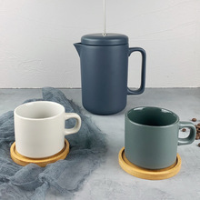 創意手沖咖啡壺耐高溫陶瓷法壓壺茶壺按壓過濾壺大容量咖啡器具