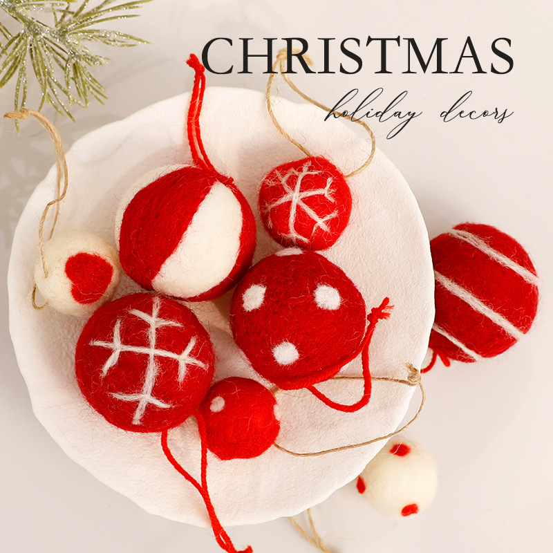 comercio exterior anillo de nieve fieltro de lana decoraciones de árbol de Navidad bolas de Navidad ramo de flores anillo de vid colgante de Navidad al por mayor