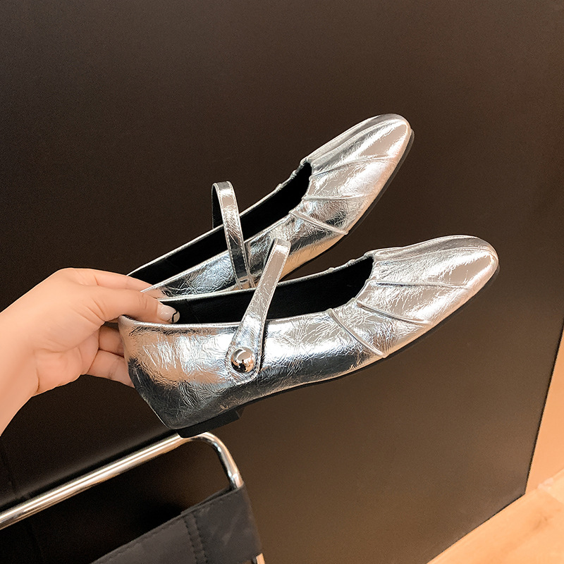 Women's Summer New Style Soft Leather Shallow Mouth Shoes with Skirt, Gentle Mary Jane Shoes That Are Not Tiring for Feet, Soft-Soled Cheongsam Shoes