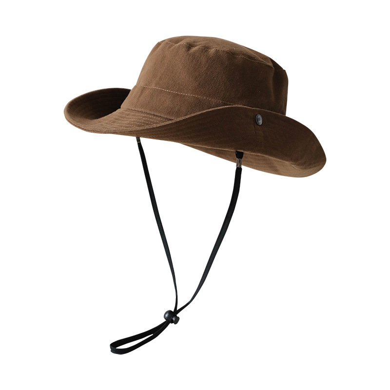 Otoño e invierno sombrero de pescador de gamuza chica caliente Brown Western Denim sombrero de pescador hombres y mujeres senderismo al aire libre sombrero de la cuenca a prueba de sol