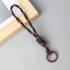 Dark brown white single lanyard (with hanging loop)