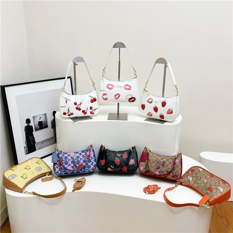 25 Koujia Ole nuevo bolso para axilas Coah, hombro, limón, naranja, corte, bolso de medio mes con estampado de frutas