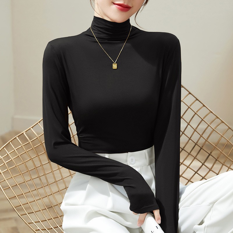 블랙 하프 터틀넥(싱글팩)