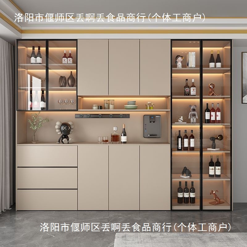 实木酒柜靠墙多功能一体柜餐厅柜厨房简约现代免安装加高酒柜儿童