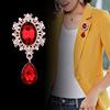 Classic retro brooch, universal jacket, accessories, high-end pin, European style, with gem, diamond encrusted