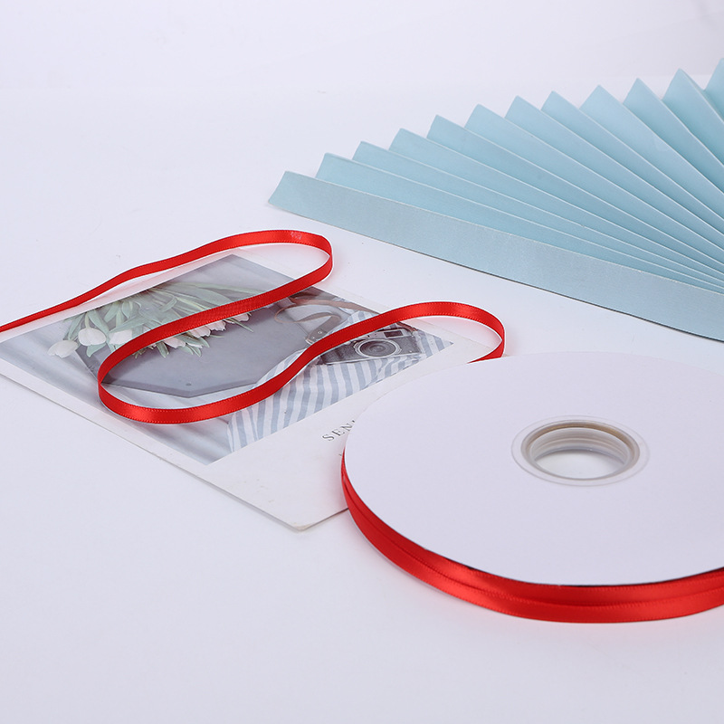 Suministro directo de fábrica de alta densidad de un solo lado de poliéster cinta de embalaje flor cinta decoración de la boda brillante Cinta Roja al por mayor