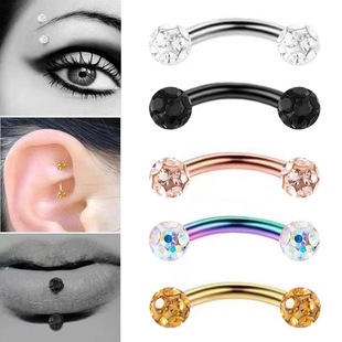 Cross-border e-commerce new eyebrow nail multi-color puncture jewelry soft clay diamond ball 3MM1.2 eyebrow nail eyebrow ring Amazon