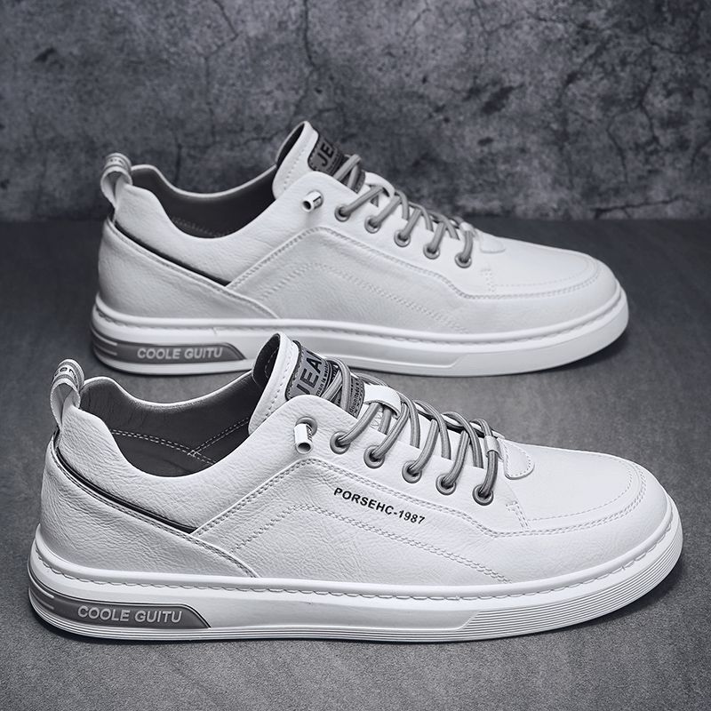 Men's Shoes Spring and Autumn 2026 New Casual Leather Shoes Men's White Flat Shoes Youth Versatile Winter Sports White Shoes