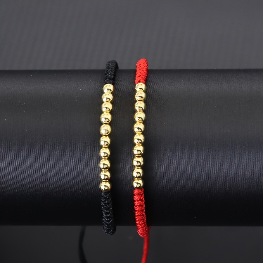Red Woven Bracelet, Niche and Simple Style, Adjustable Red Bracelet with Round Beads for the Year of Birth