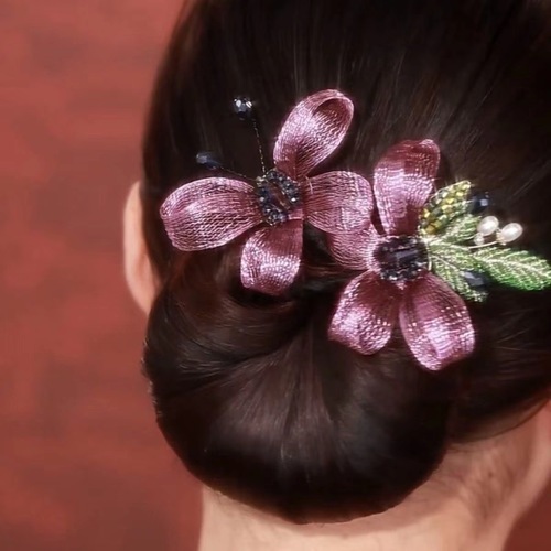 Bosiya High-End Series Danzi Heavy Copper Wire Butterfly Embroidery Leaf Flower Bud Head Hair Rod